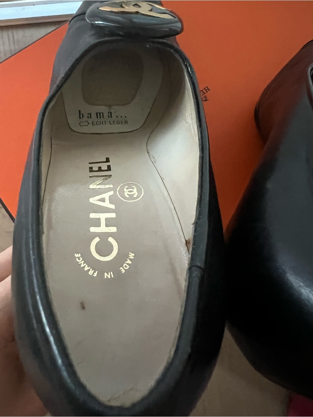 CHANEL Black Leather Pointed Toe Pumps with Gold CC Medallion - Picture 8 of 16